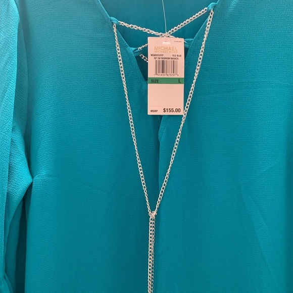 Michael Kors Bell Sleeves Shift Dress Turquoise Size L - Picture 6 of 10